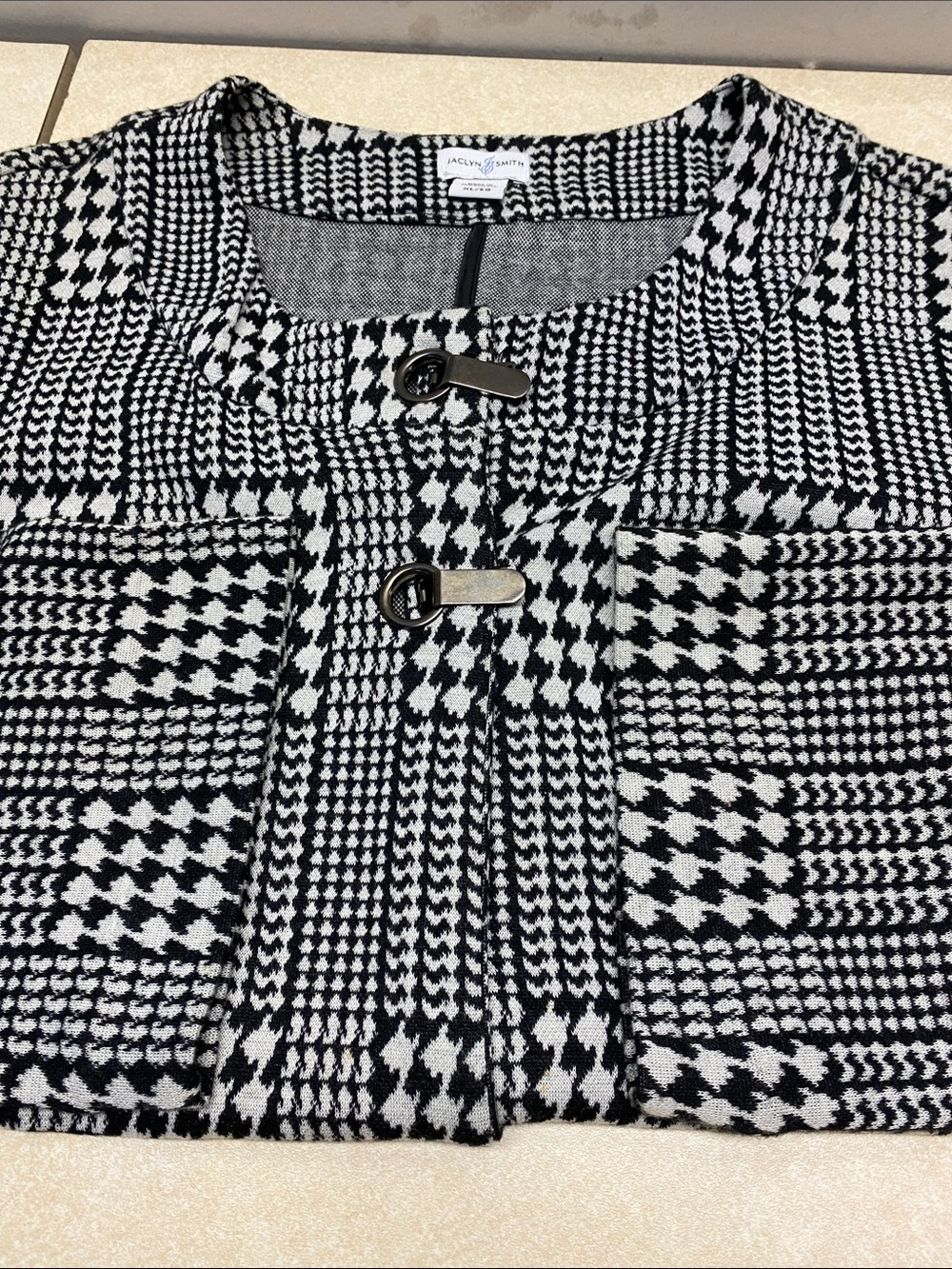 VINTAGE Jaclyn Smith Black & White Houndstooth Blazer Jacket - Picture 7 of 7